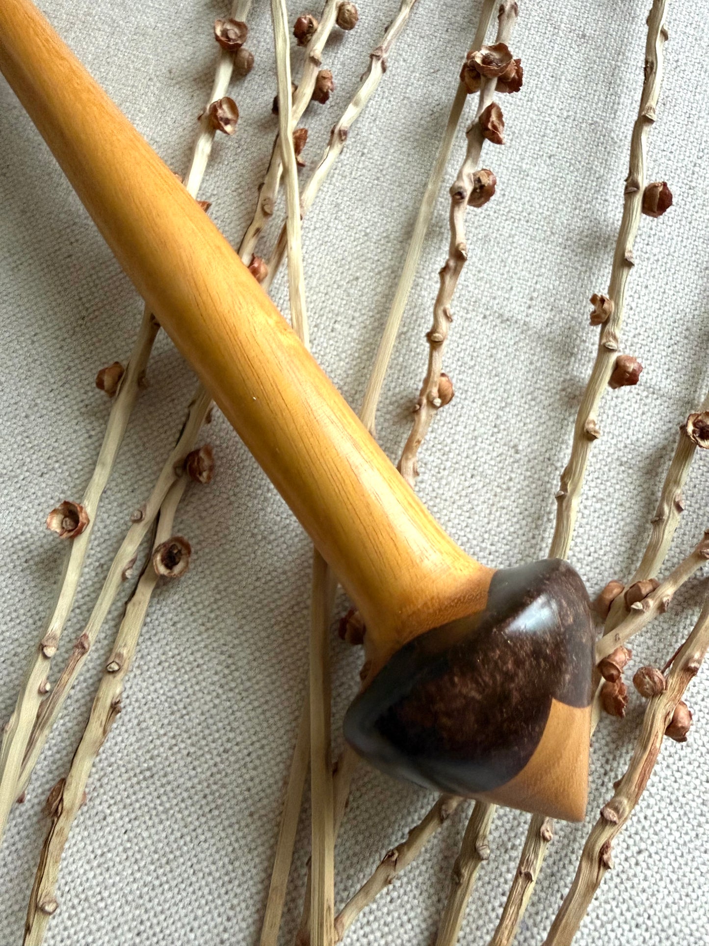 Osage Orange Support Spindle With Brown Resin