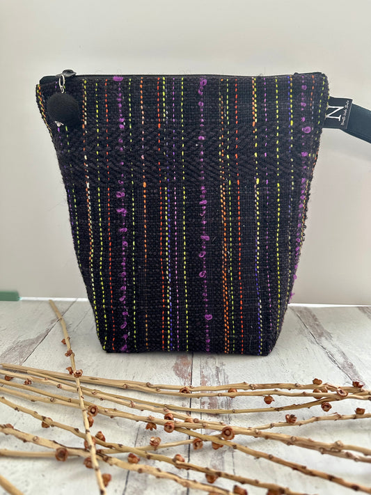 Black Striped Handwoven Project Bag