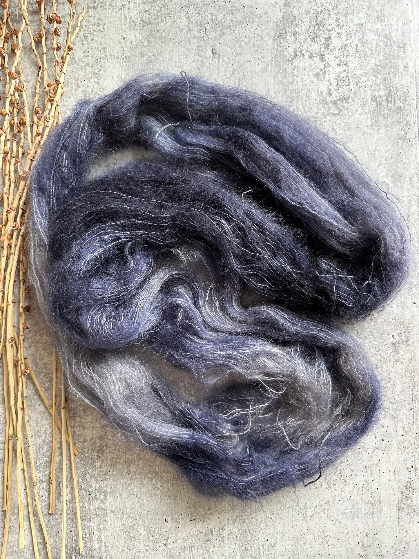 Distressed Navy Mohair Silk Yarn