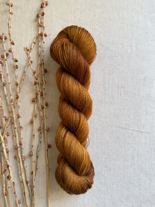 Rust Baby Alpaca Mulberry Silk Lace