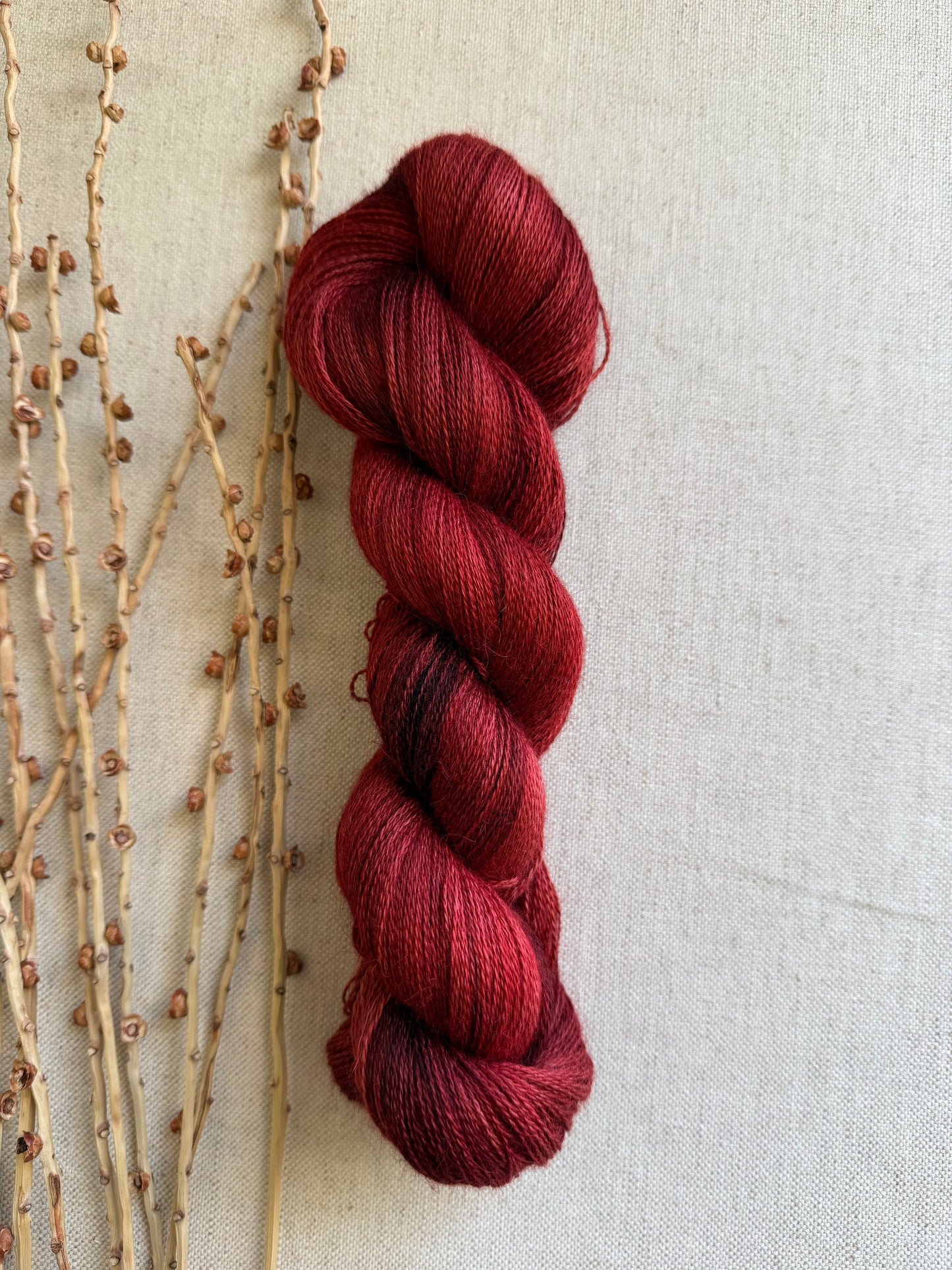 Rust Baby Alpaca Mulberry Silk Lace