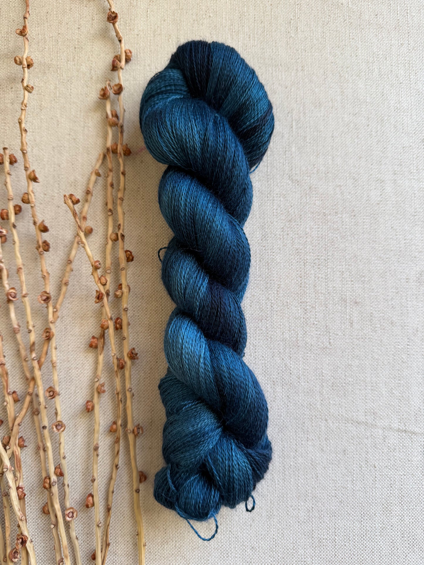 Teal Baby Alpaca Mulberry Silk Lace