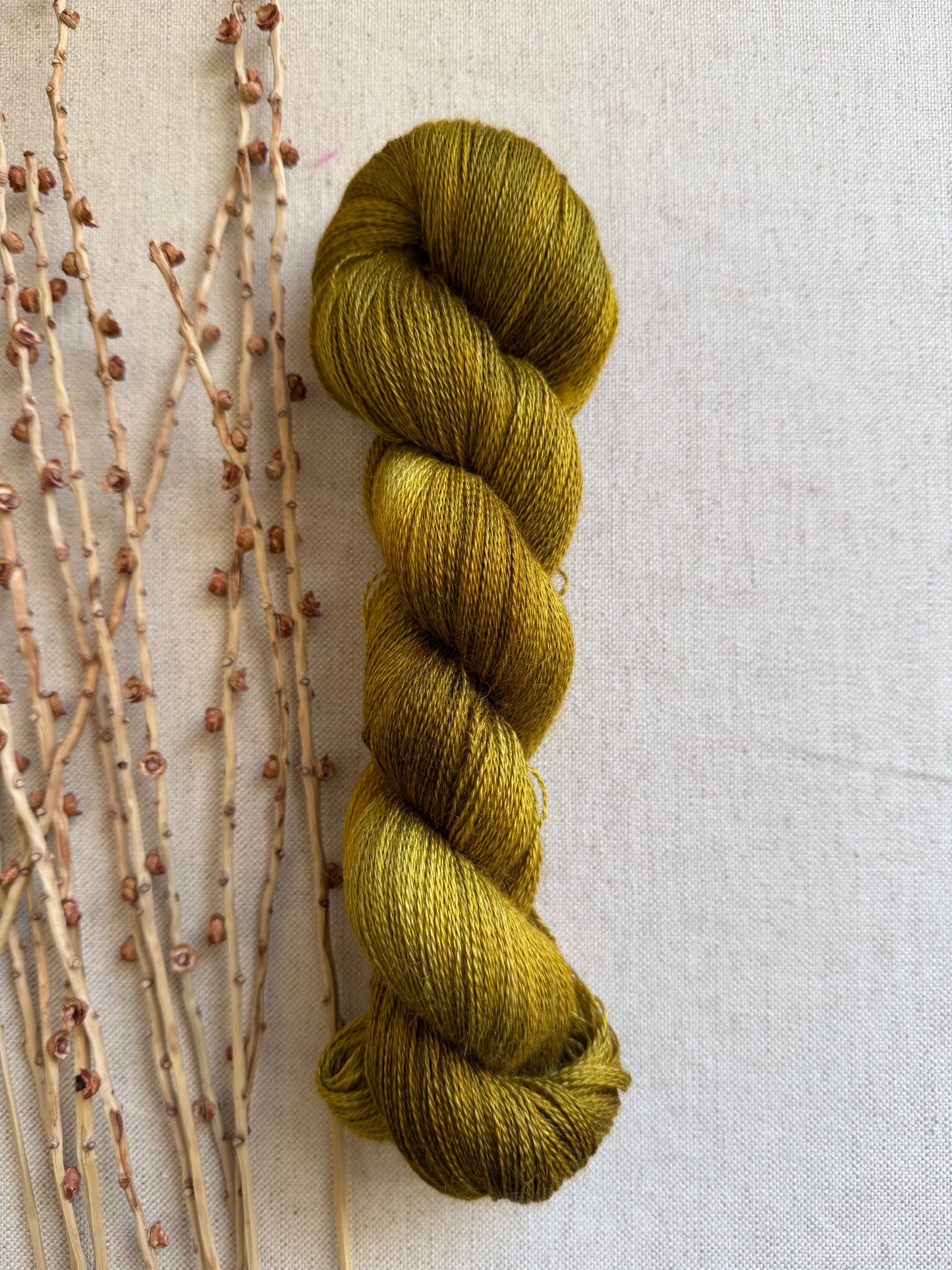 Rust Baby Alpaca Mulberry Silk Lace