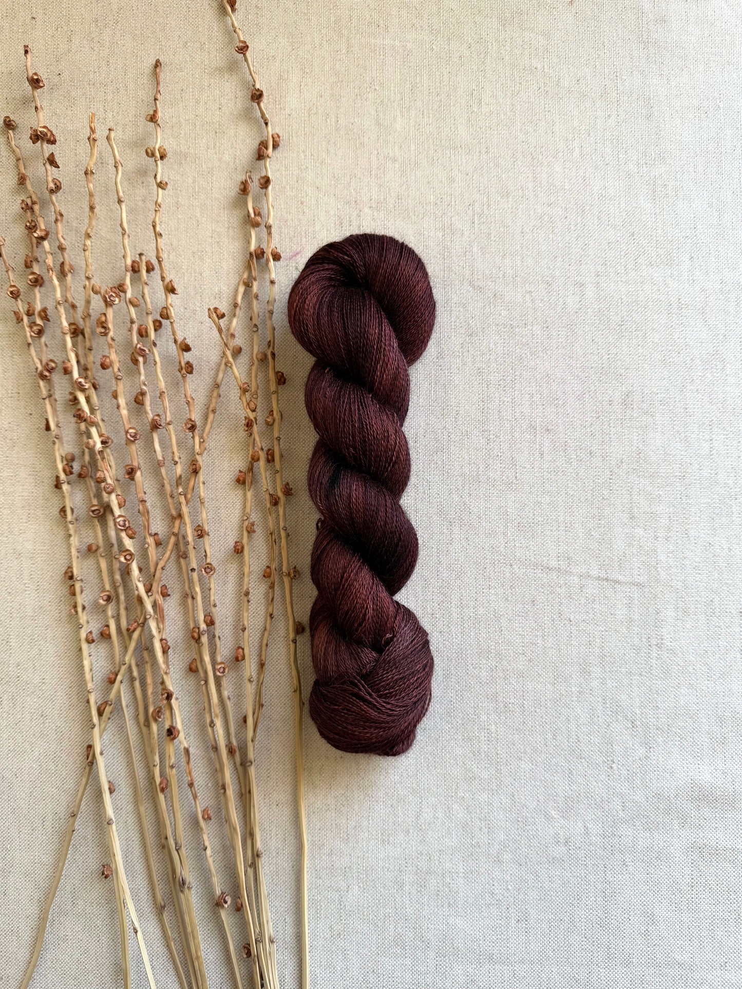 Rust Baby Alpaca Mulberry Silk Lace