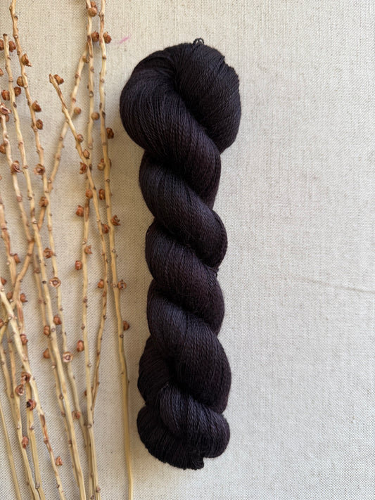 Rust Baby Alpaca Mulberry Silk Lace