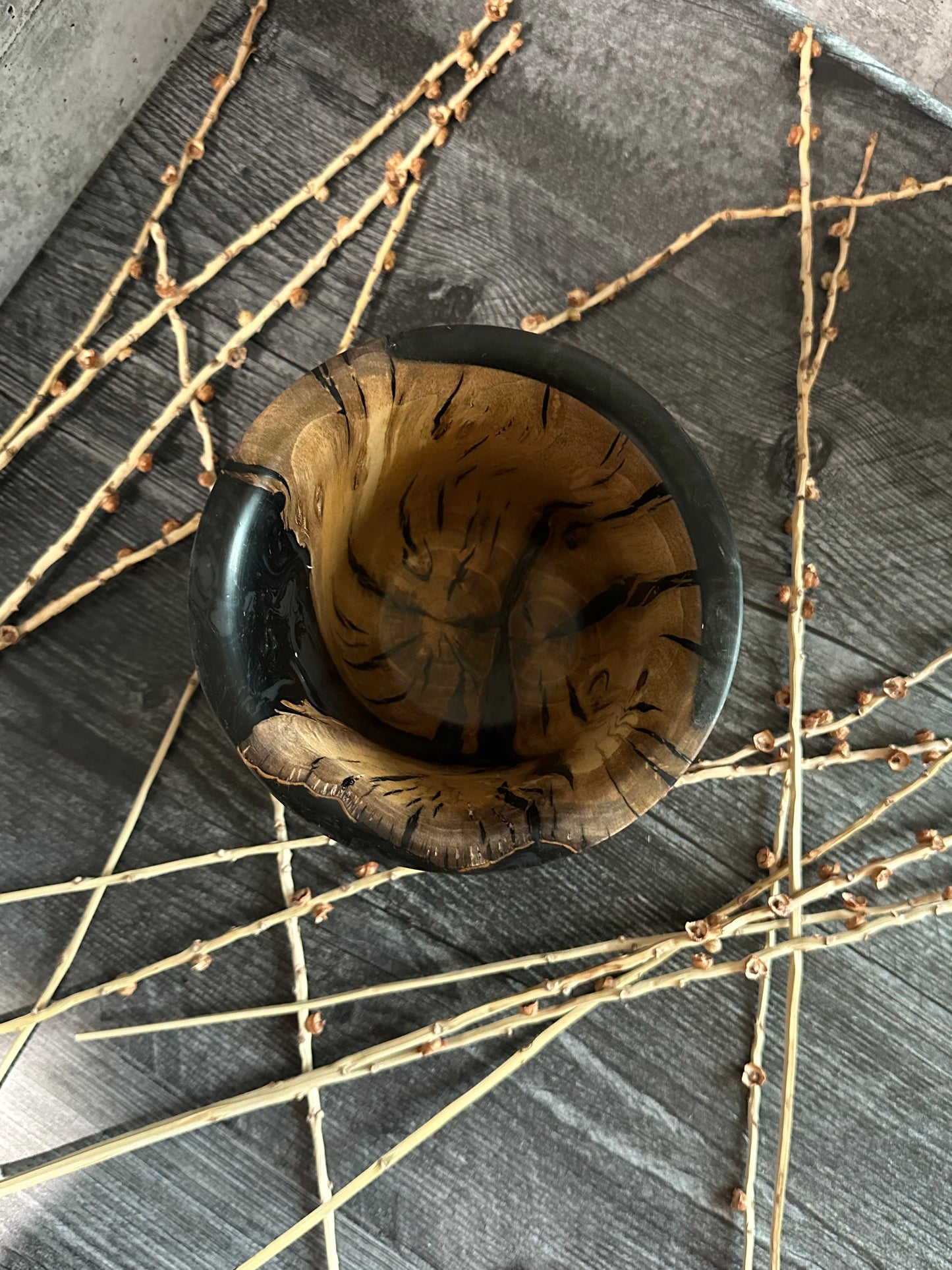 Laurel with Black Resin Hand Turned Bowl