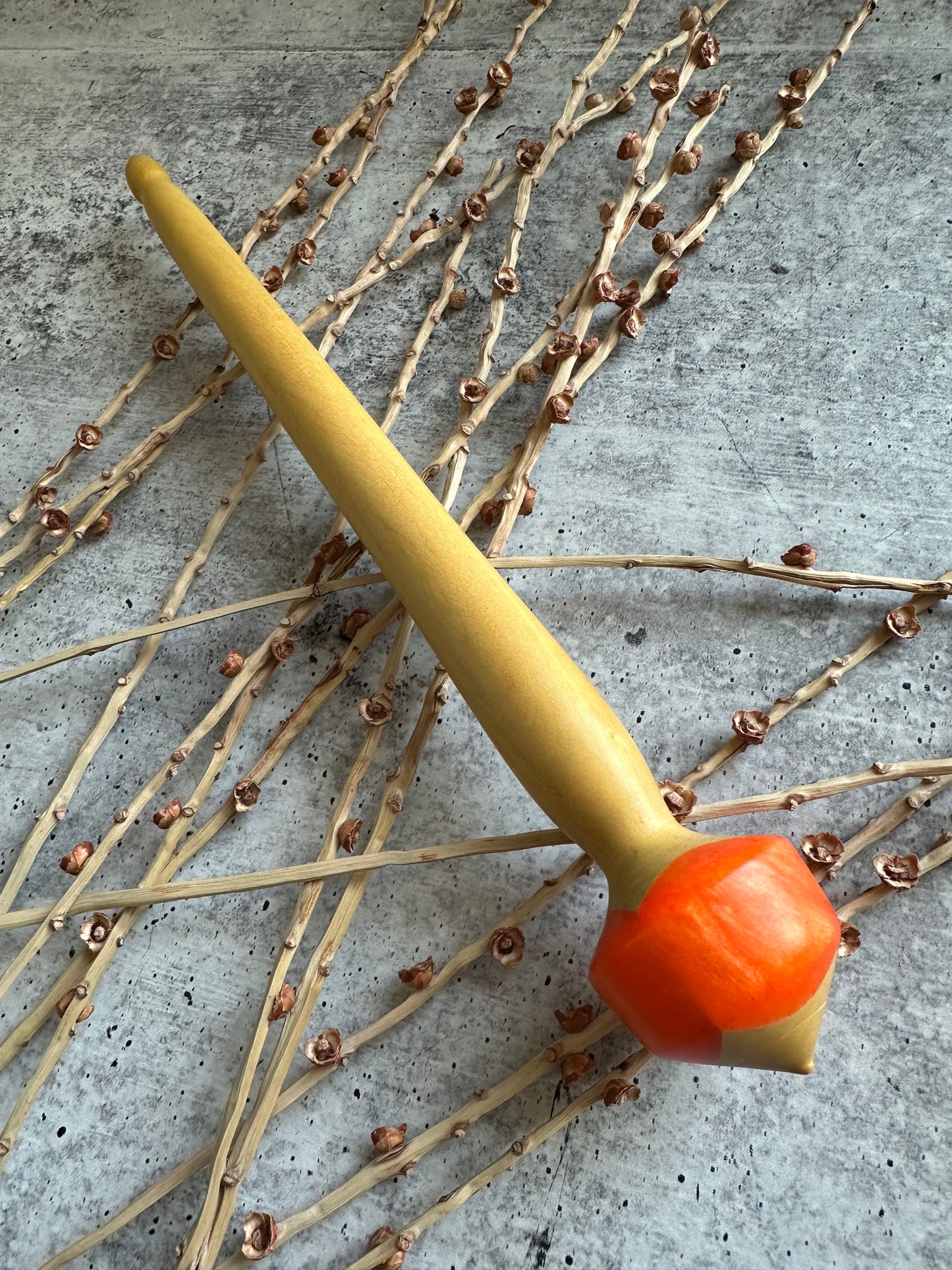 Yellowheart Support Spindle With Orange Resin