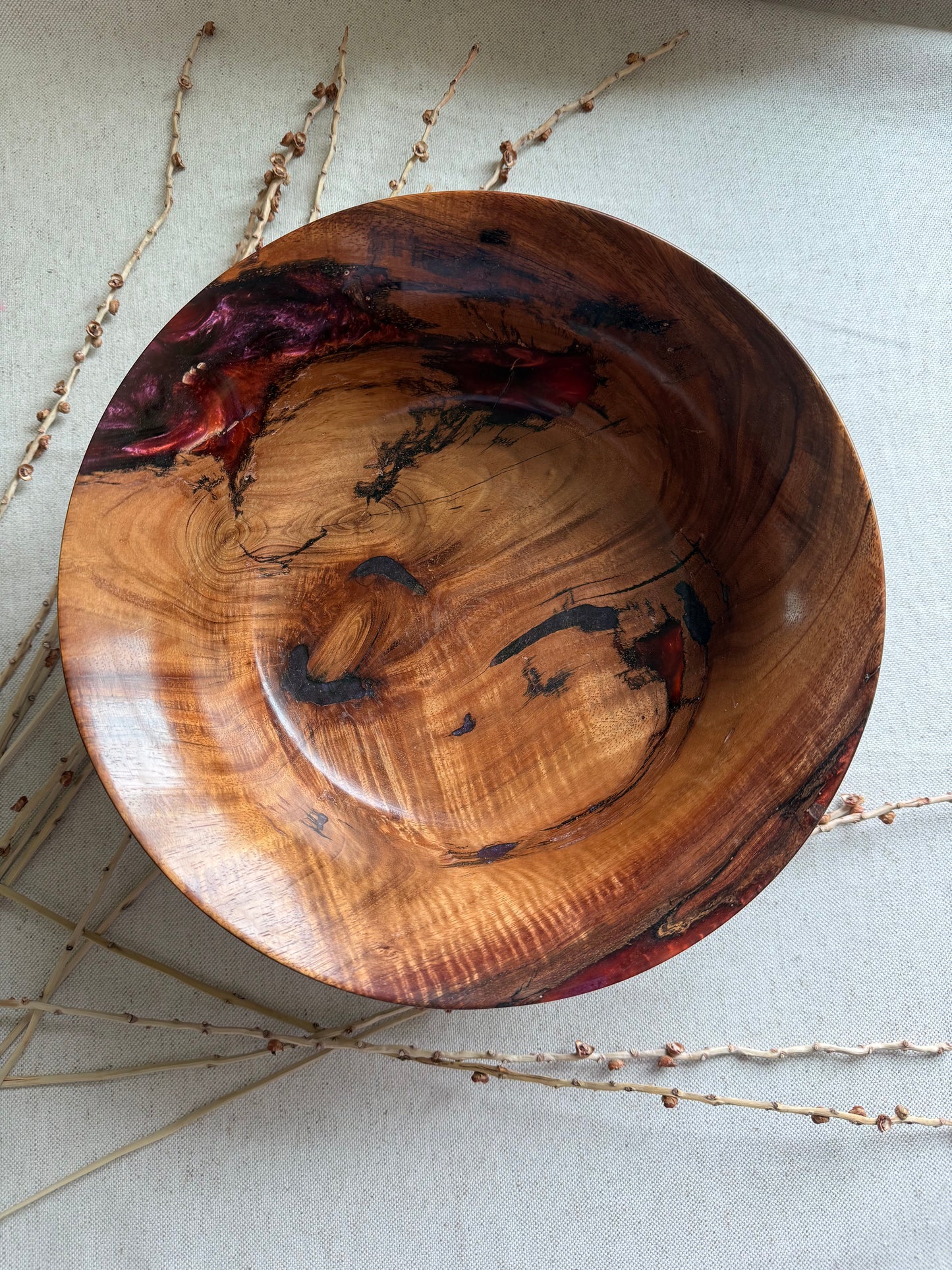 Koa Bowl with Plum & Rust Resin