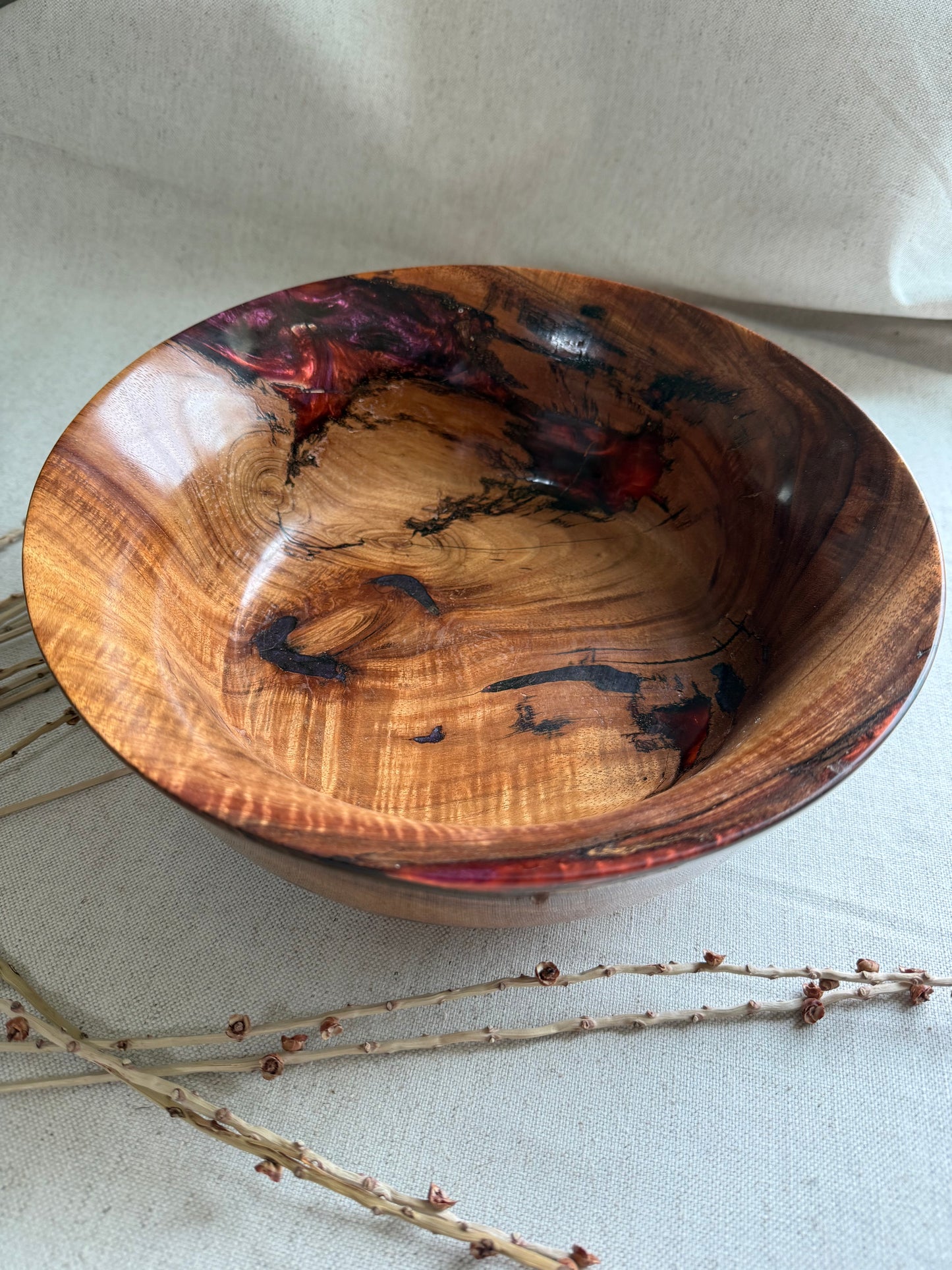 Koa Bowl with Plum & Rust Resin