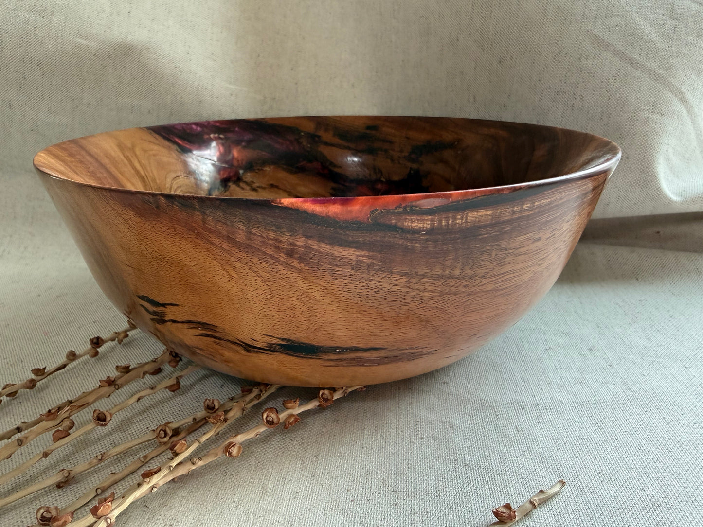 Koa Bowl with Plum & Rust Resin