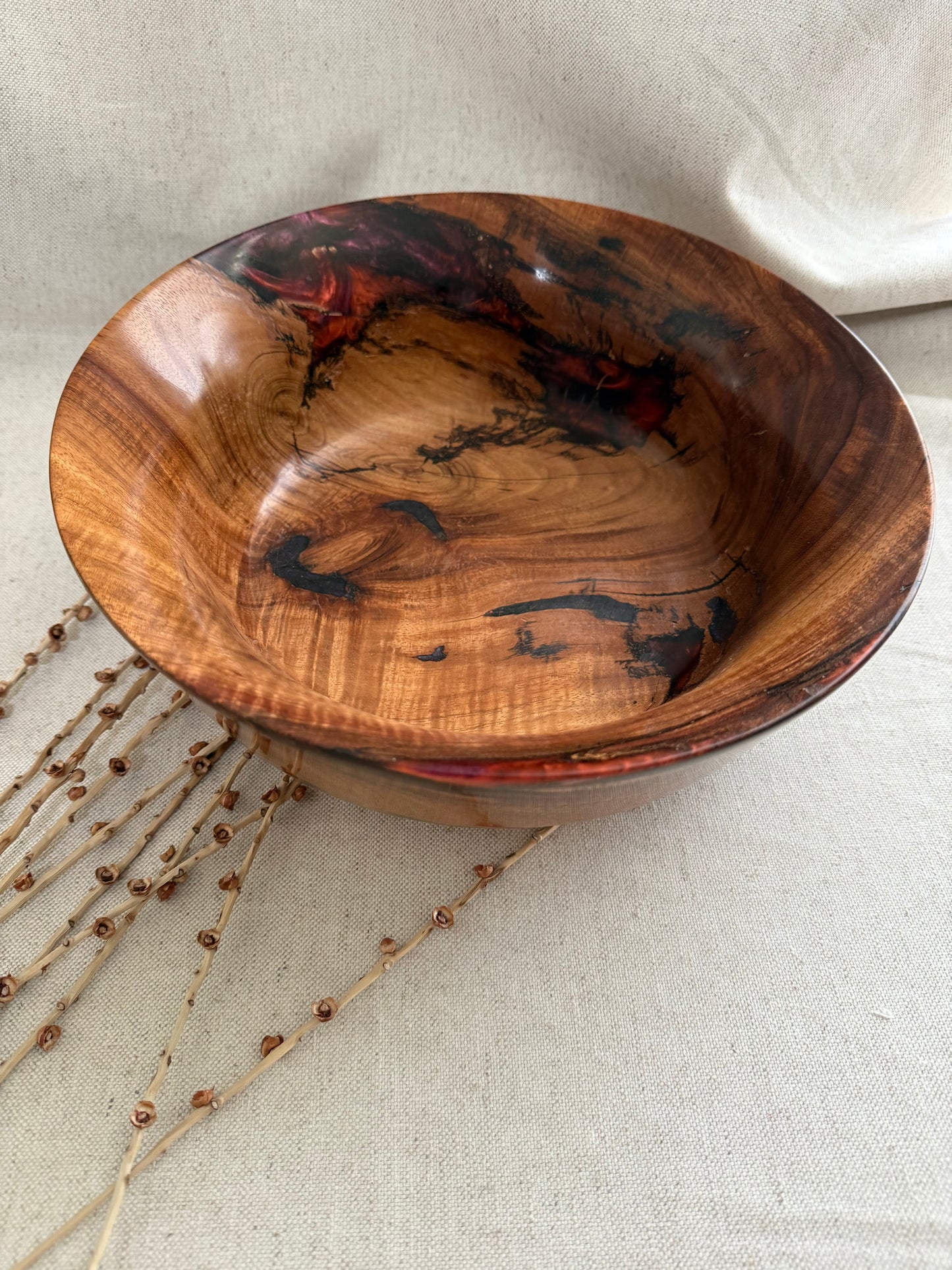 Koa Bowl with Plum & Rust Resin