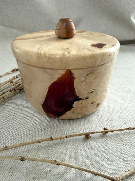 Flaming Box Elder Bowl With Red Resin