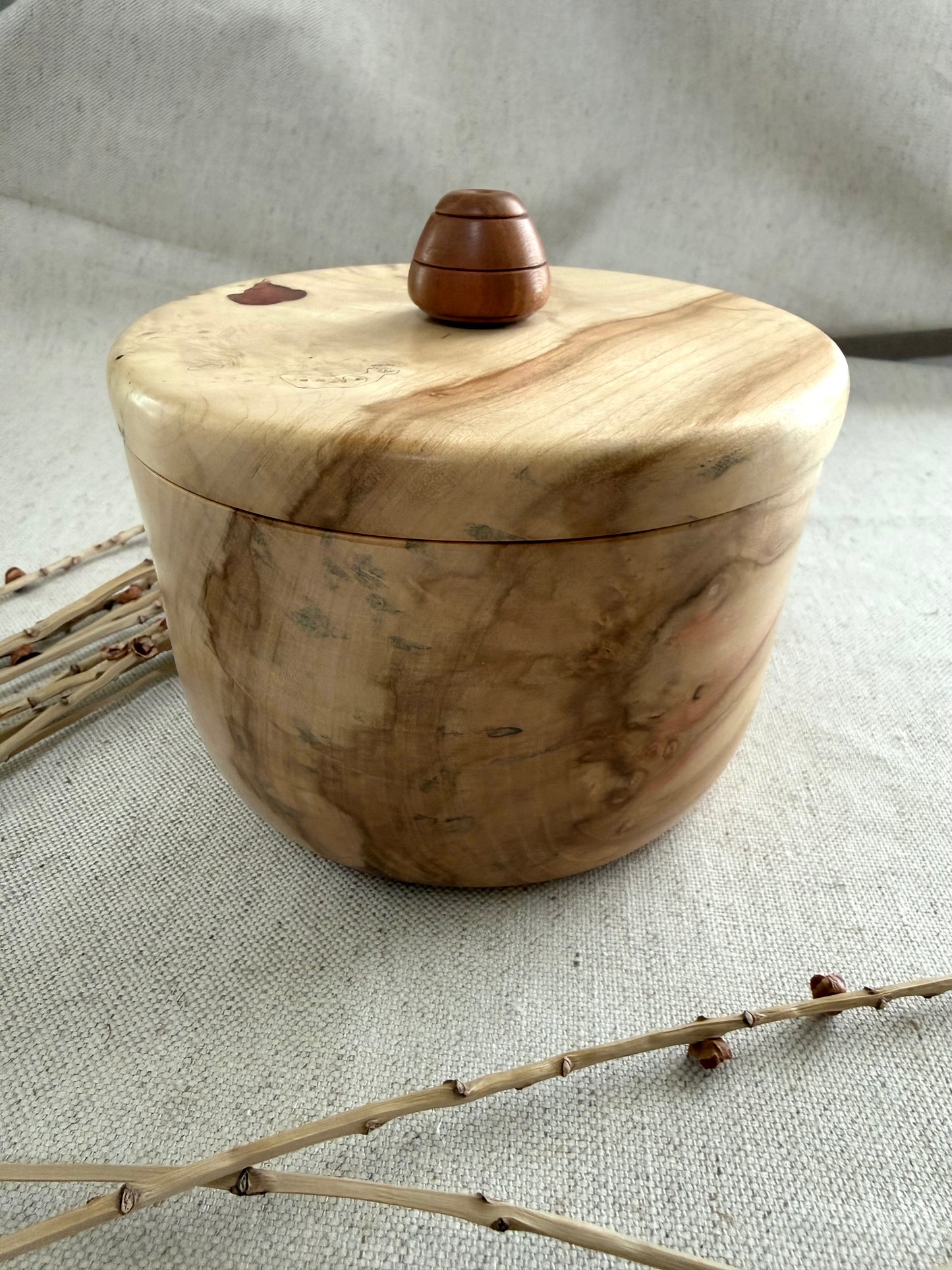 Flaming Box Elder Bowl With Red Resin