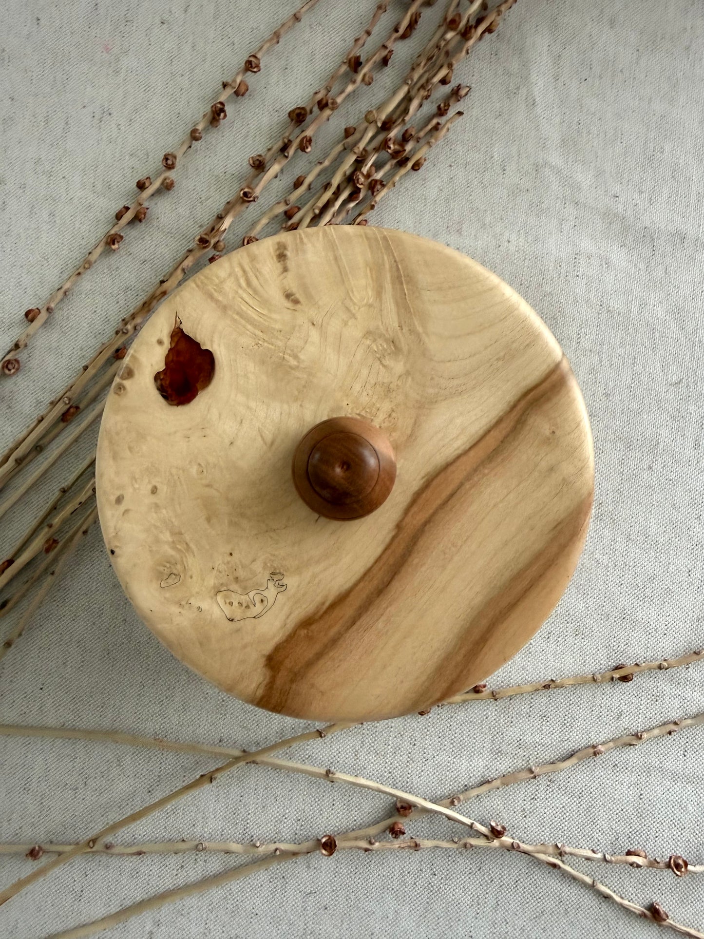 Flaming Box Elder Bowl With Red Resin