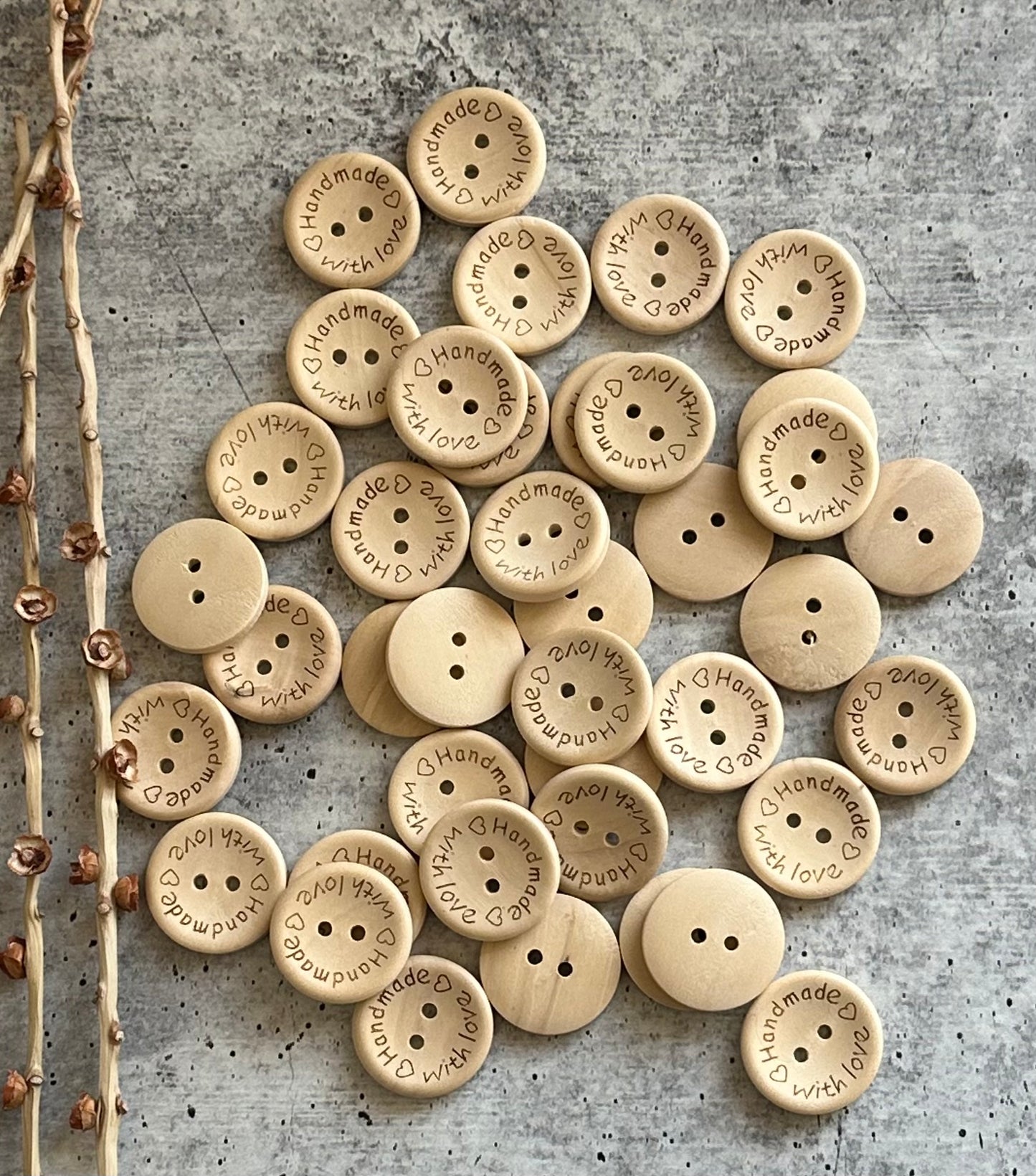 Wooden Button & Leather Tag