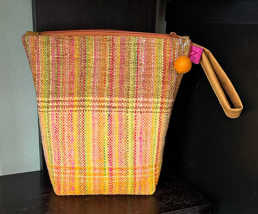 Multi Colored Oranges And Pinks Handwoven Bag