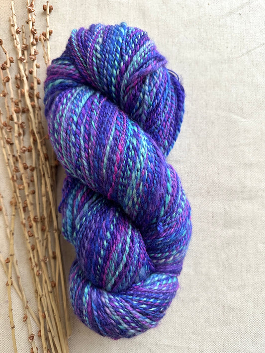 Purple Aqua Magenta Hand Spun