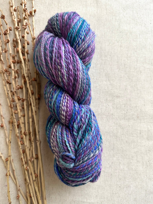 Purple Aqua Blue Hand Spun