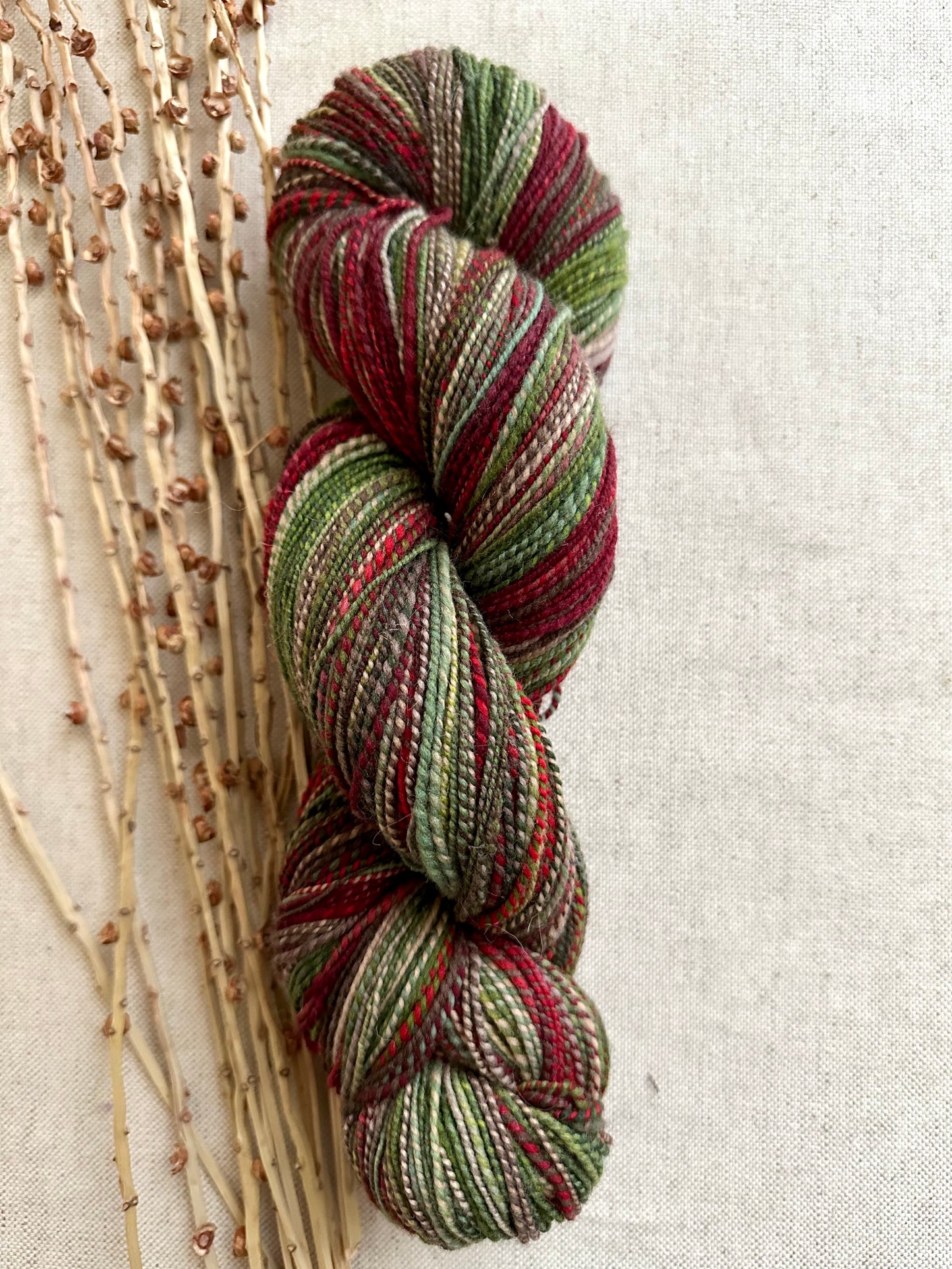 Red Green Brown Hand Spun