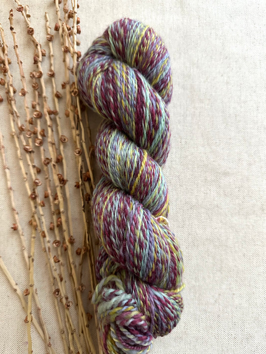 Burgundy Lavender Green Hand Spun