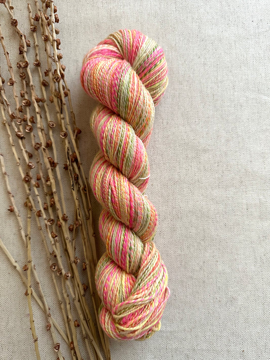 Pink Yellow Orange Green Hand Spun