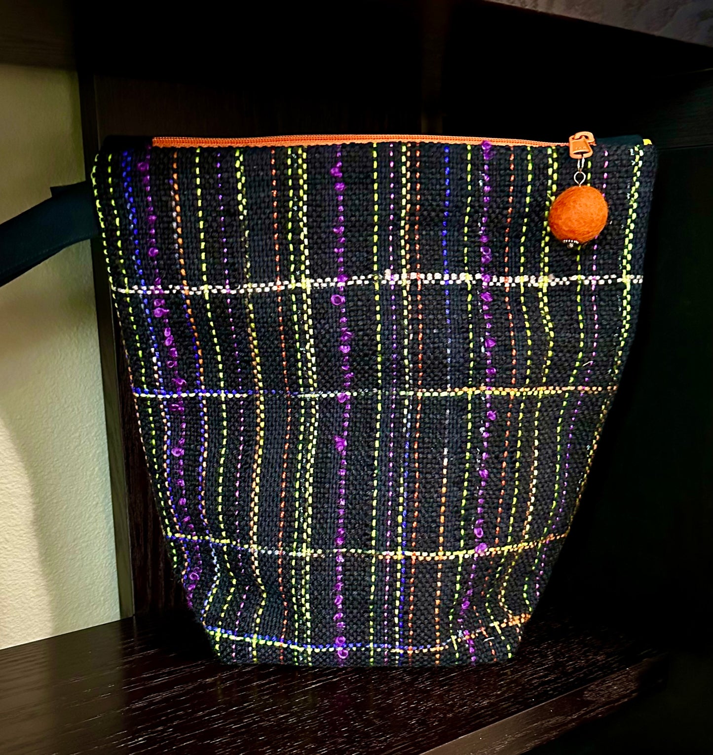 Black With Stripes Handwoven Project Bag