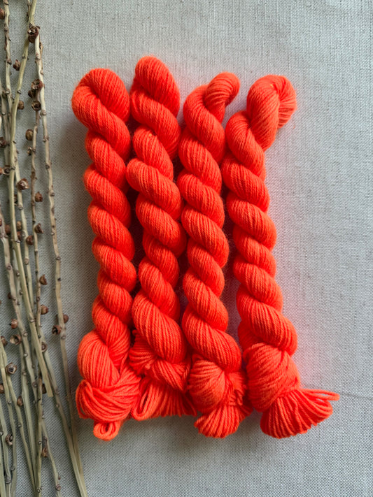 Neon Shrimp - SW Wool Recycled Nylon Mini Skein