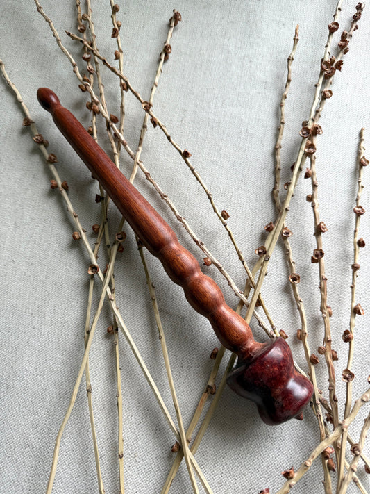 Bloodwood Support Spindle With Rust Resin