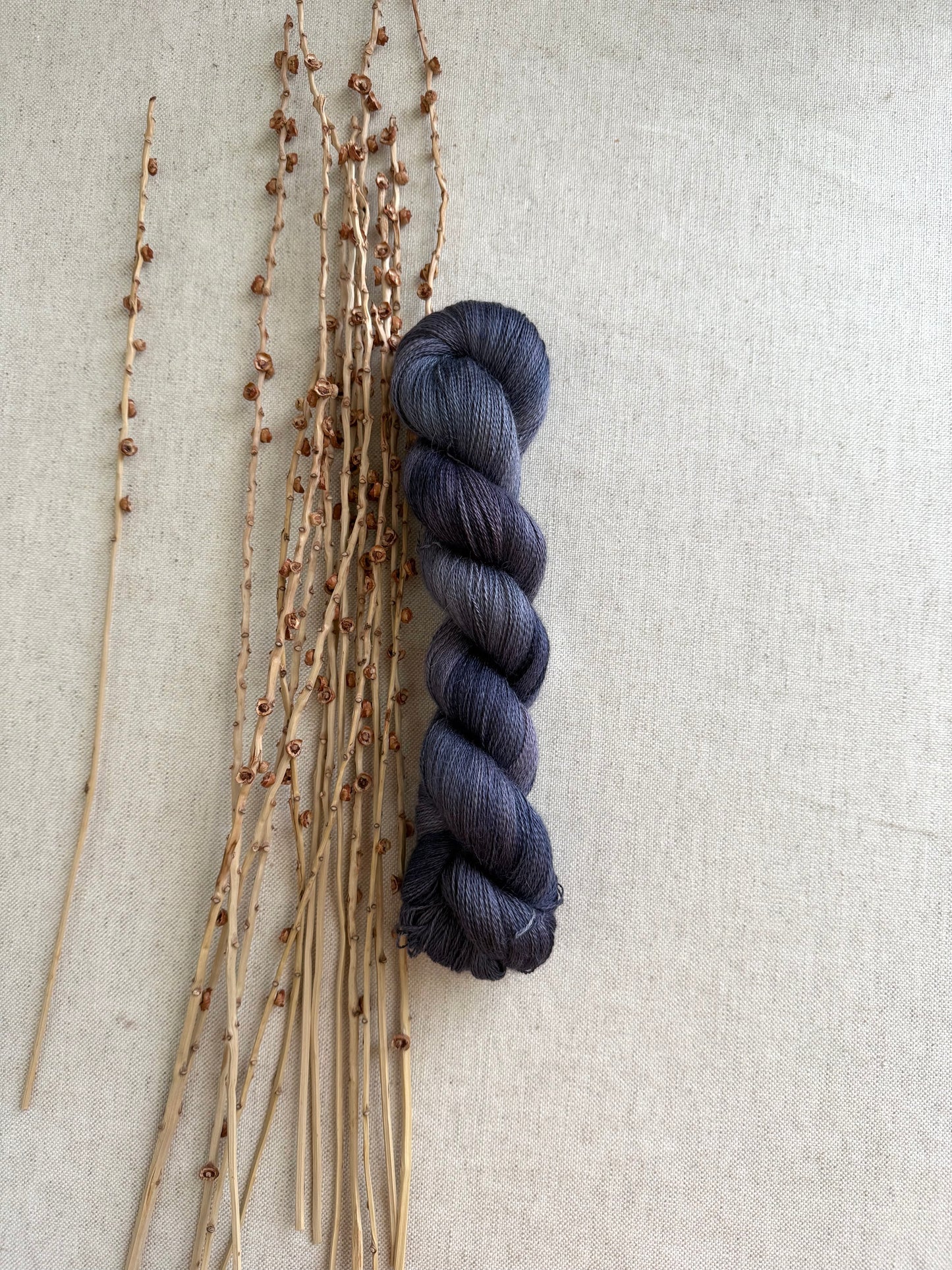 Stormy Gray Baby Alpaca Mulberry Silk Lace