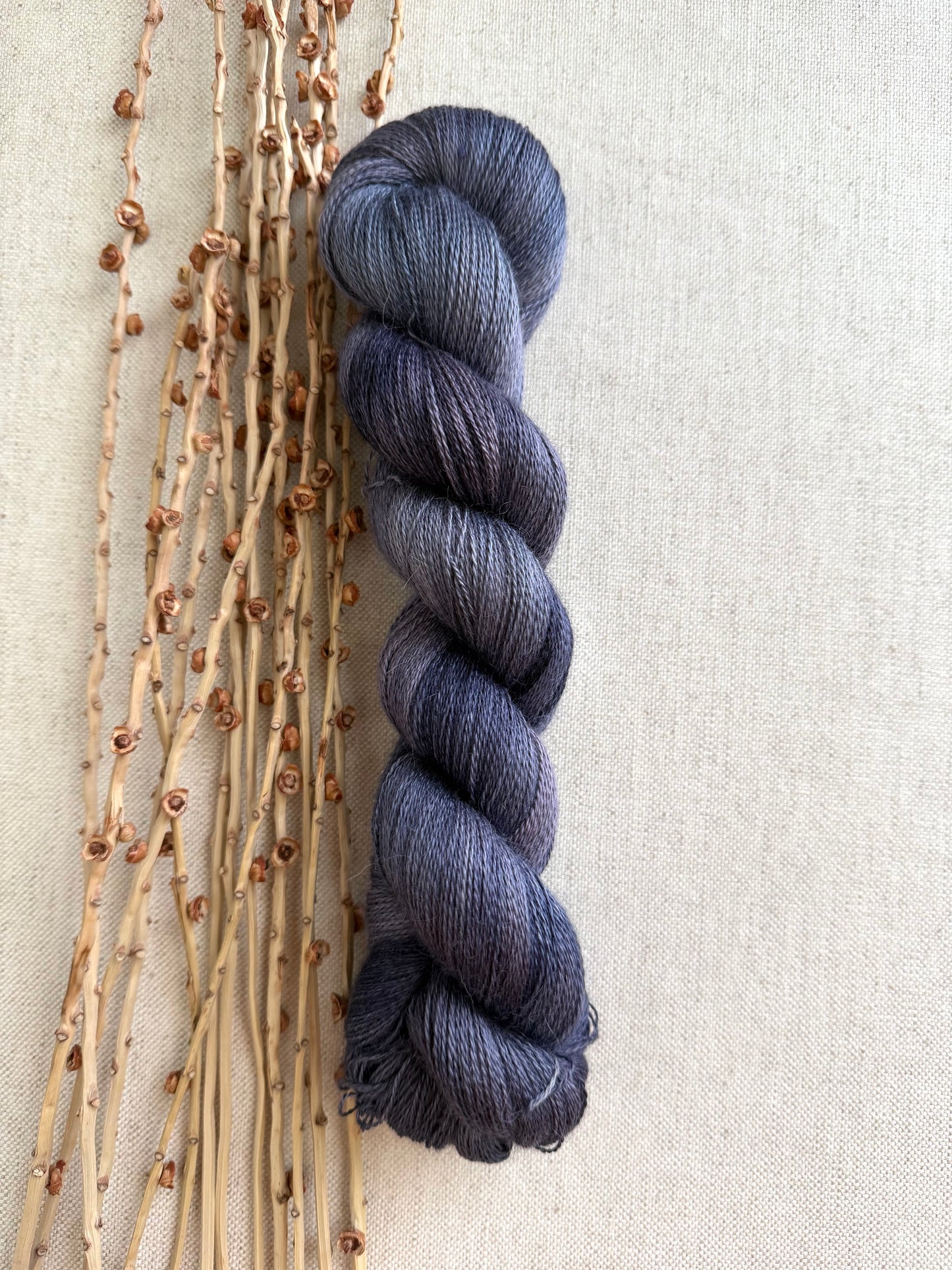Stormy Gray Baby Alpaca Mulberry Silk Lace
