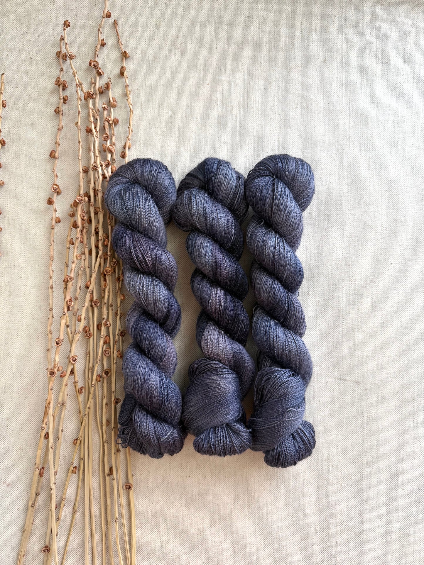 Stormy Gray Baby Alpaca Mulberry Silk Lace