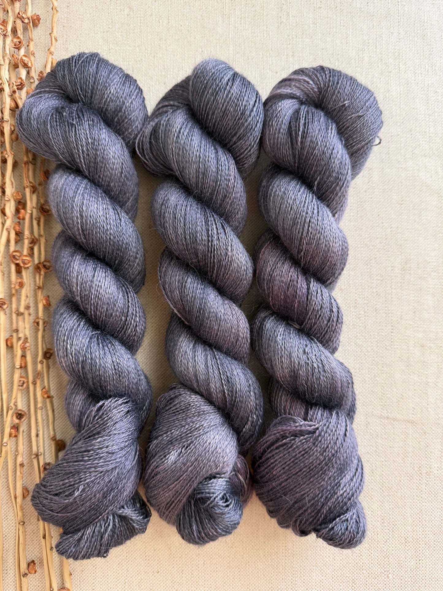 Stone Lavender Alpaca Mulberry Silk Lace