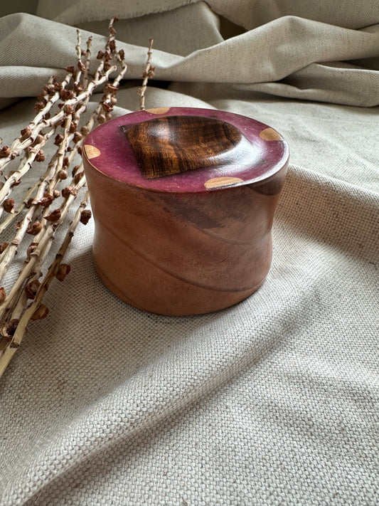 Walnut with Pink Resin Support Spindle Bowl