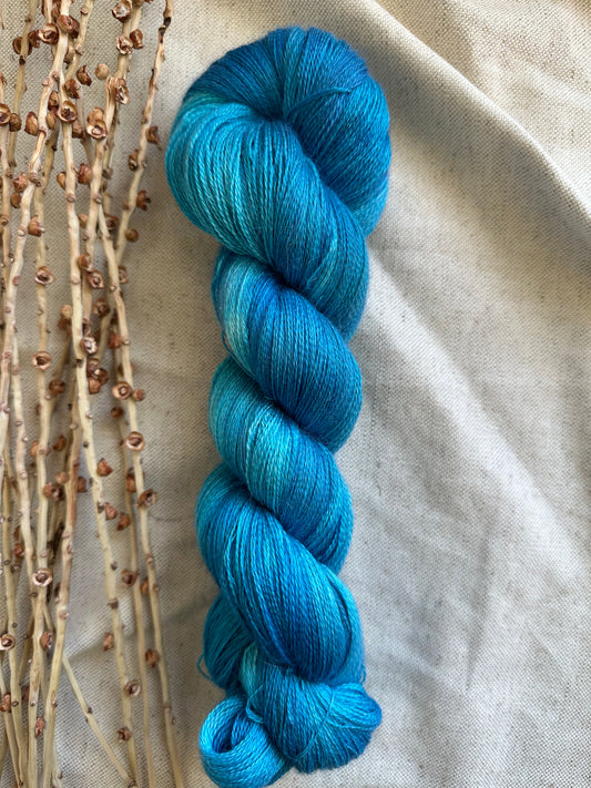 Shades of Turquoise Untreated Baby Alpaca Silk Cashmere