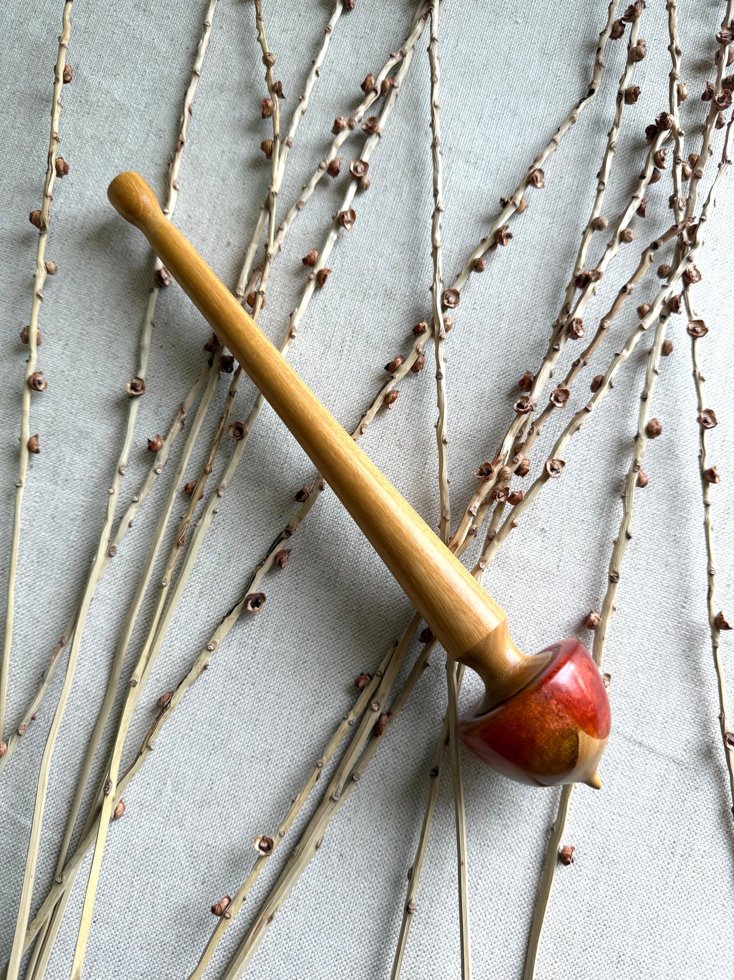 Osage Orange With Orange Yellow Resin Support Spindle