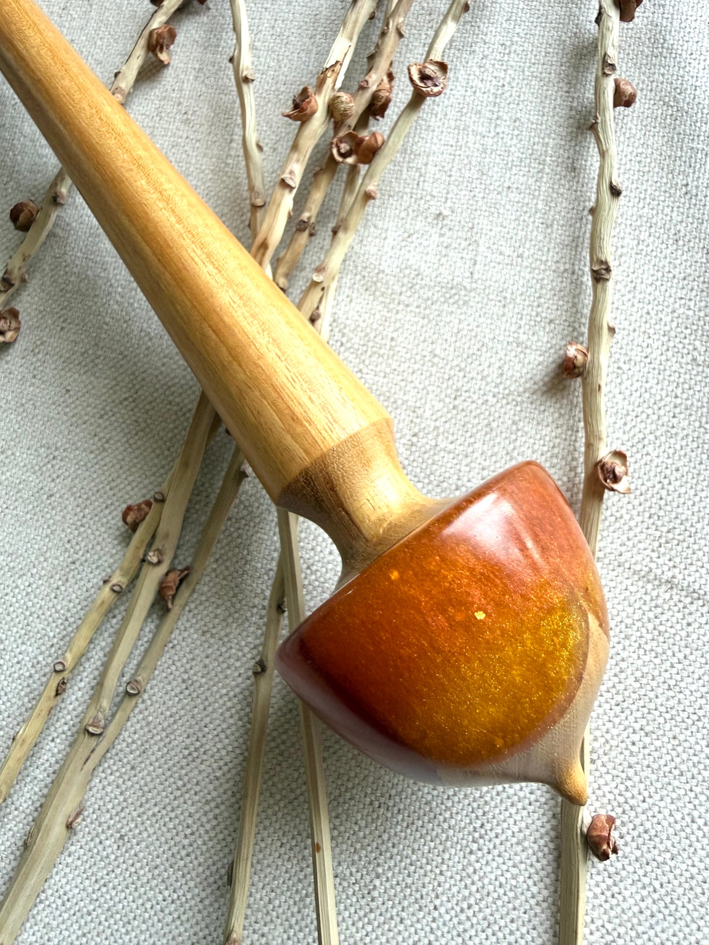 Osage Orange With Orange Yellow Resin Support Spindle