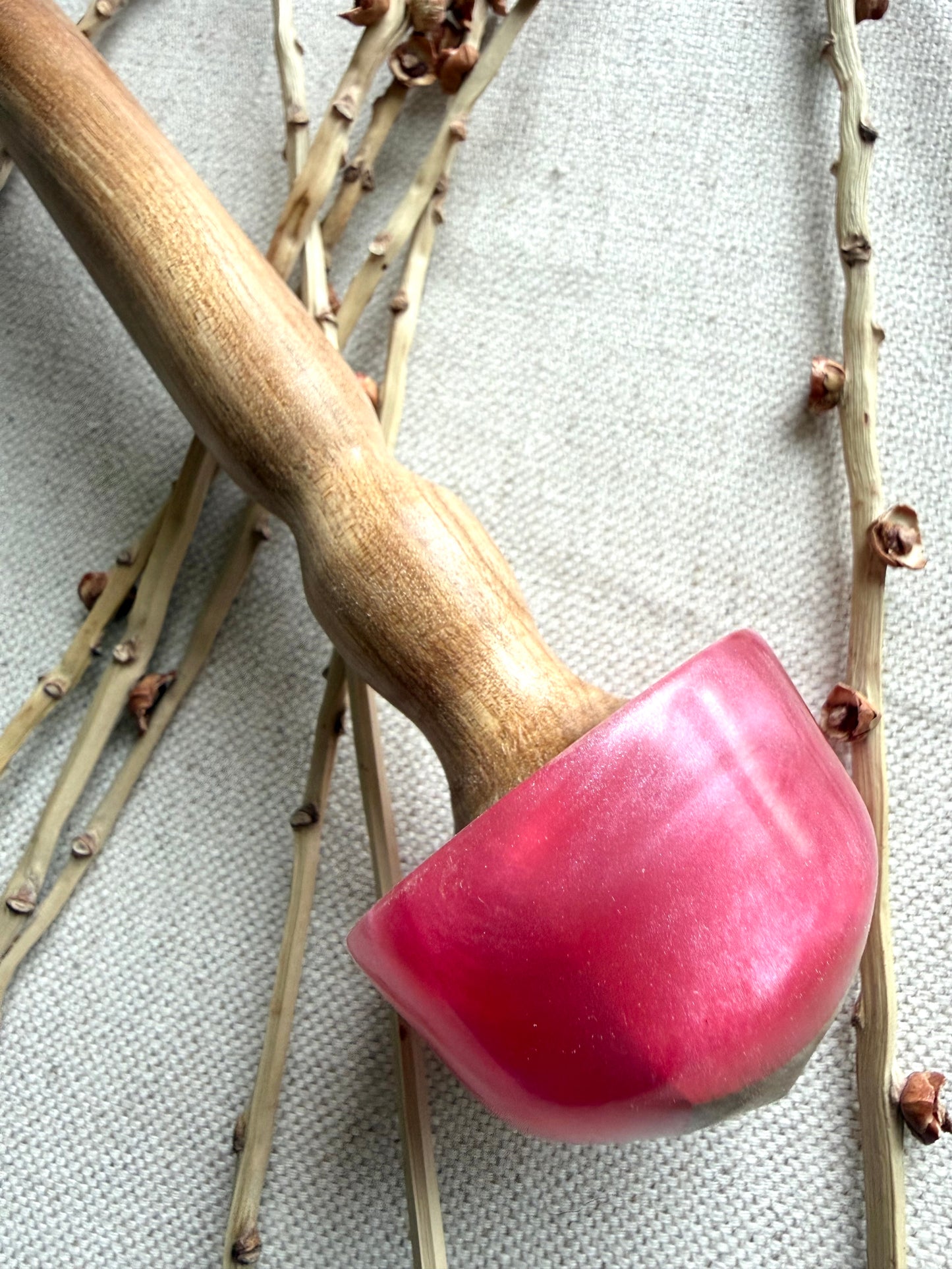 Flaming Birch With Neon Pink Resin Support Spindle