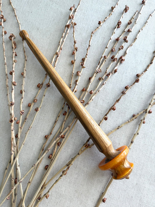 Canary Wood With Amber Resin Support Spindle