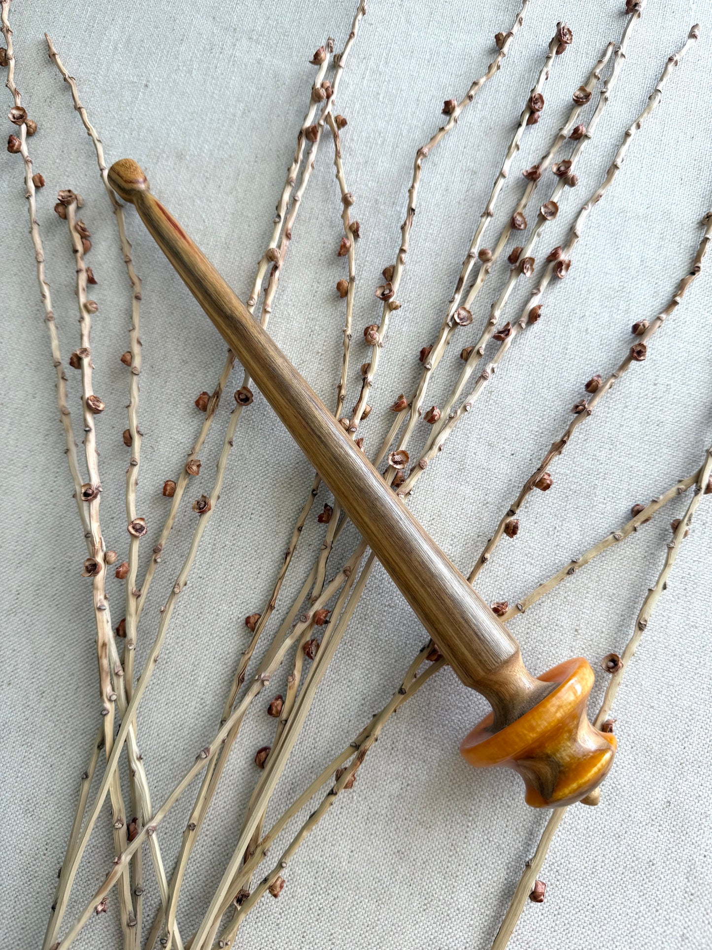 Canary Wood With Amber Resin Support Spindle