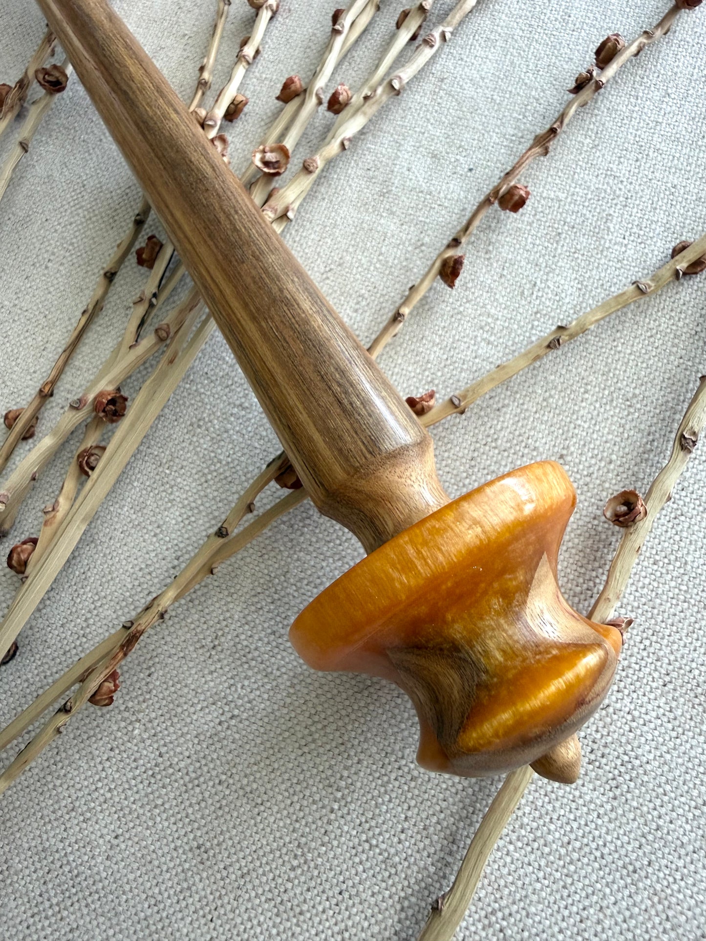 Canary Wood With Amber Resin Support Spindle