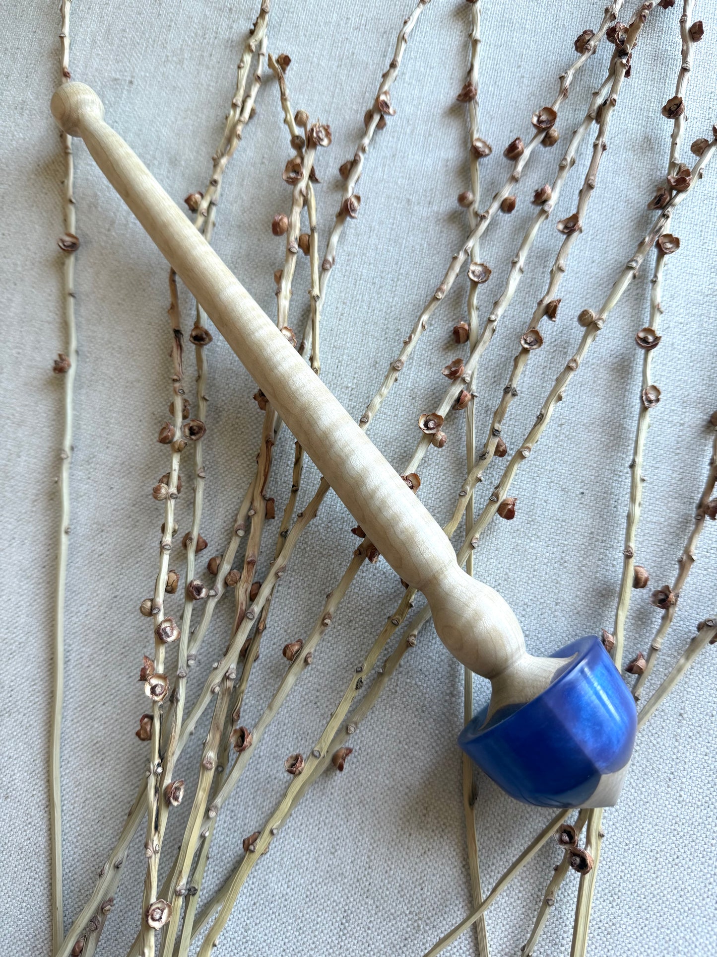 Hard Maple With Periwinkle Resin Support Spindle