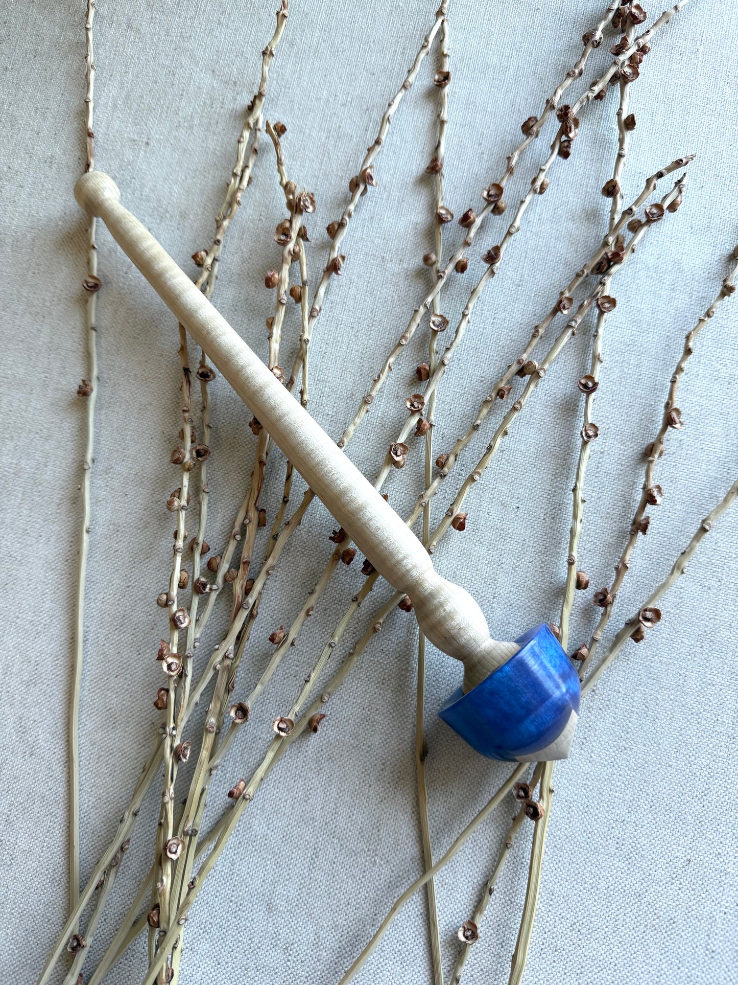 Hard Maple With Periwinkle Resin Support Spindle