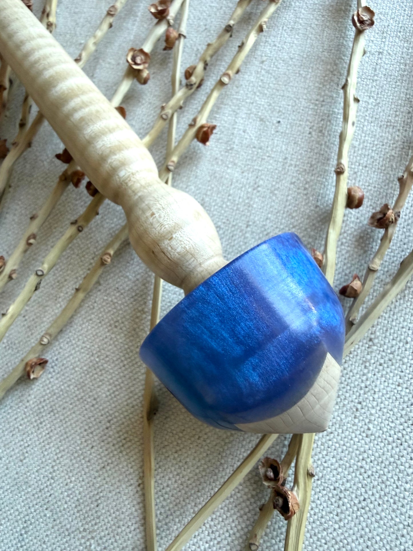 Hard Maple With Periwinkle Resin Support Spindle