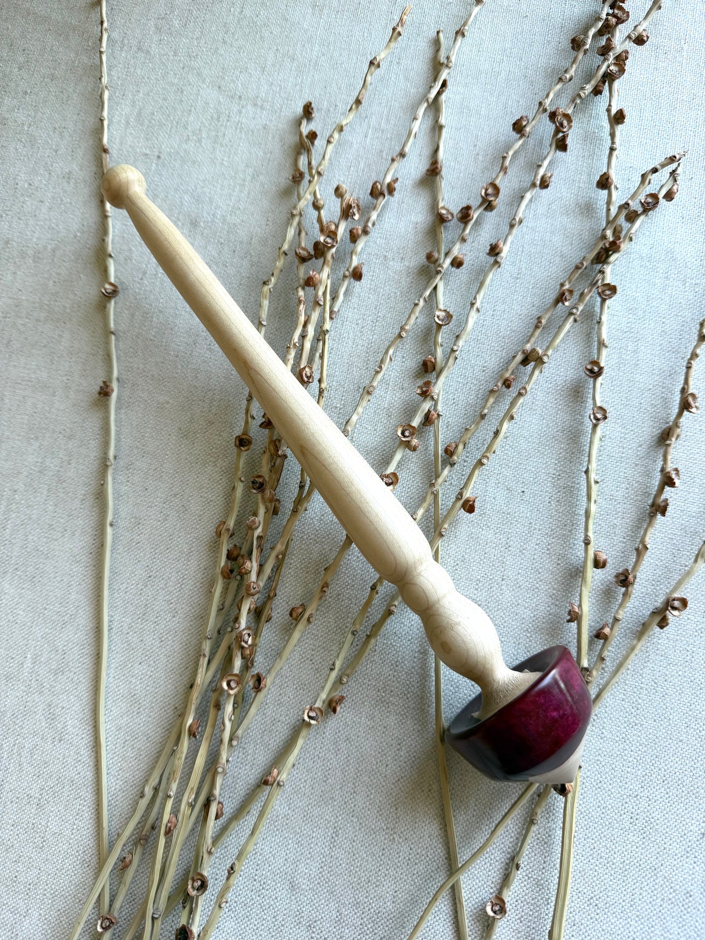 Curly Maple With Red Resin Support Spindle