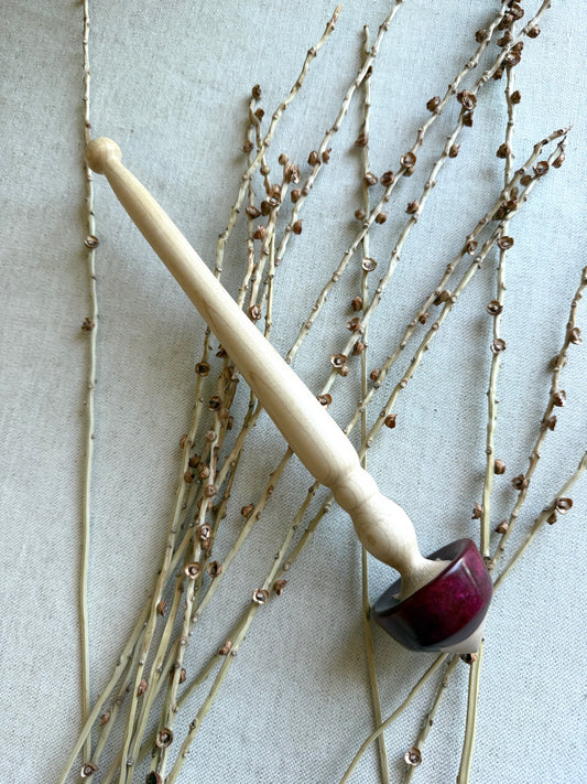 Curly Maple With Red Resin Support Spindle