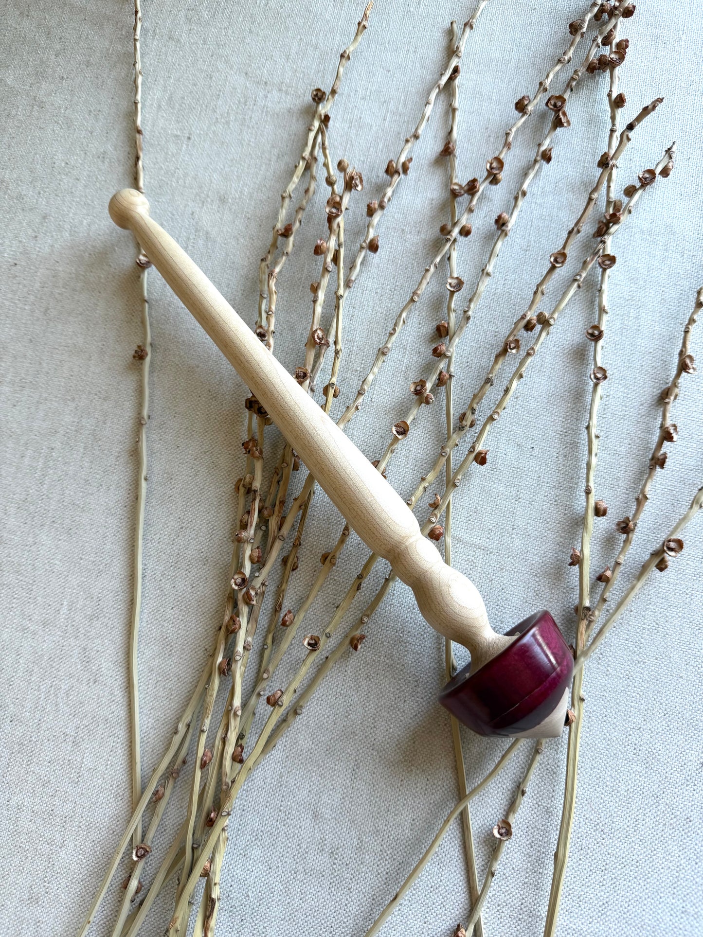 Curly Maple With Red Resin Support Spindle