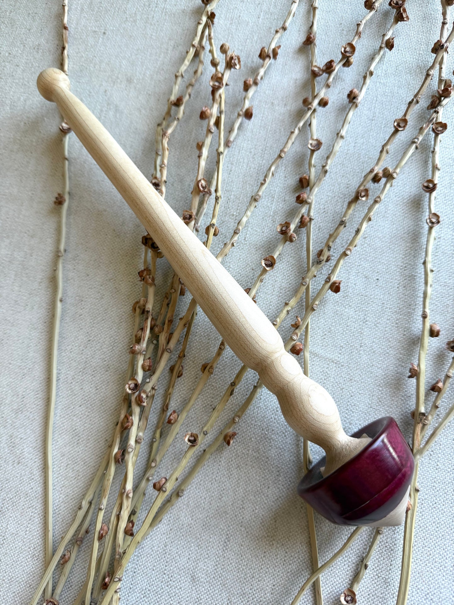 Curly Maple With Red Resin Support Spindle
