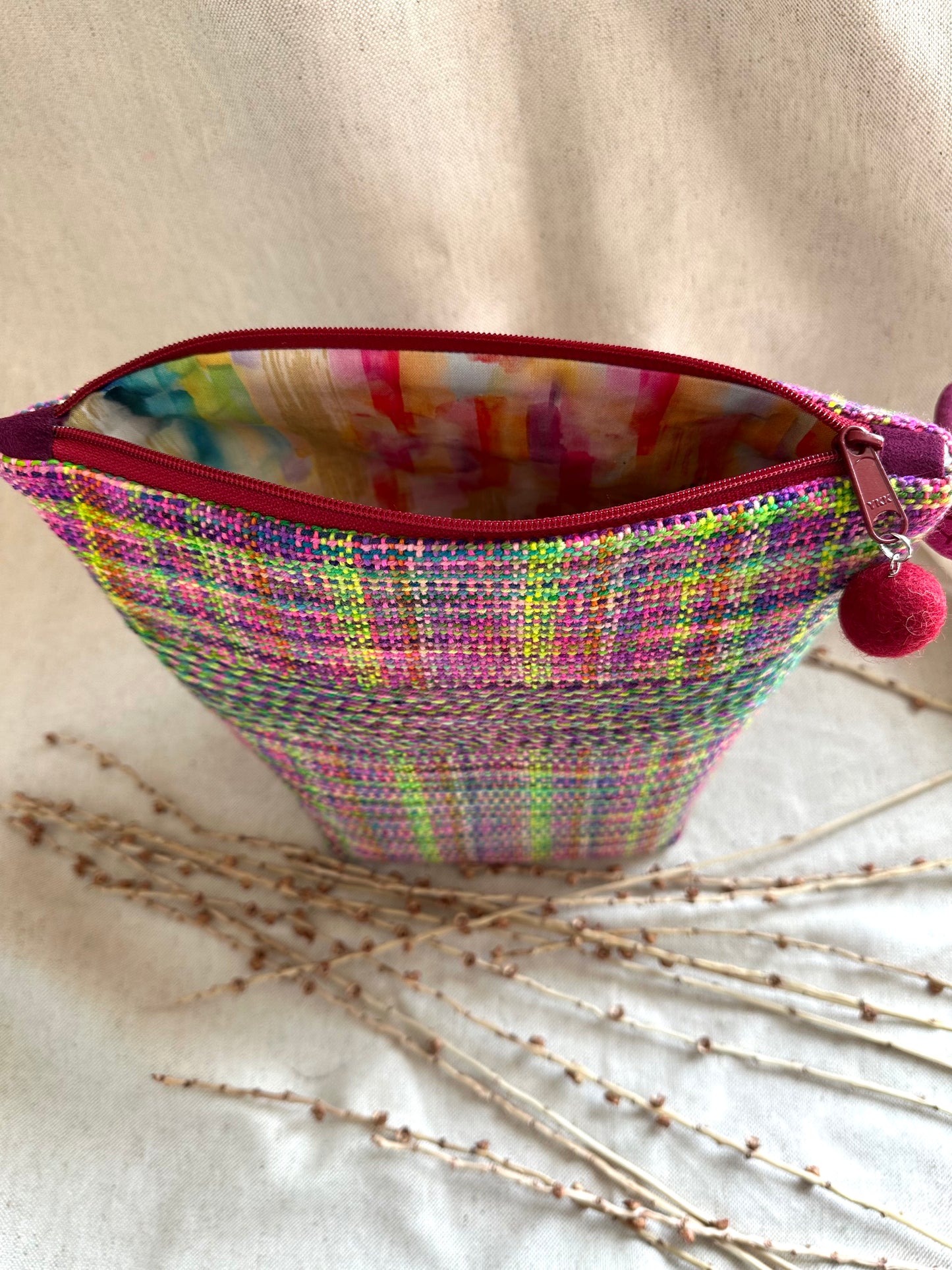 Purple Green Pink Handwoven Bag