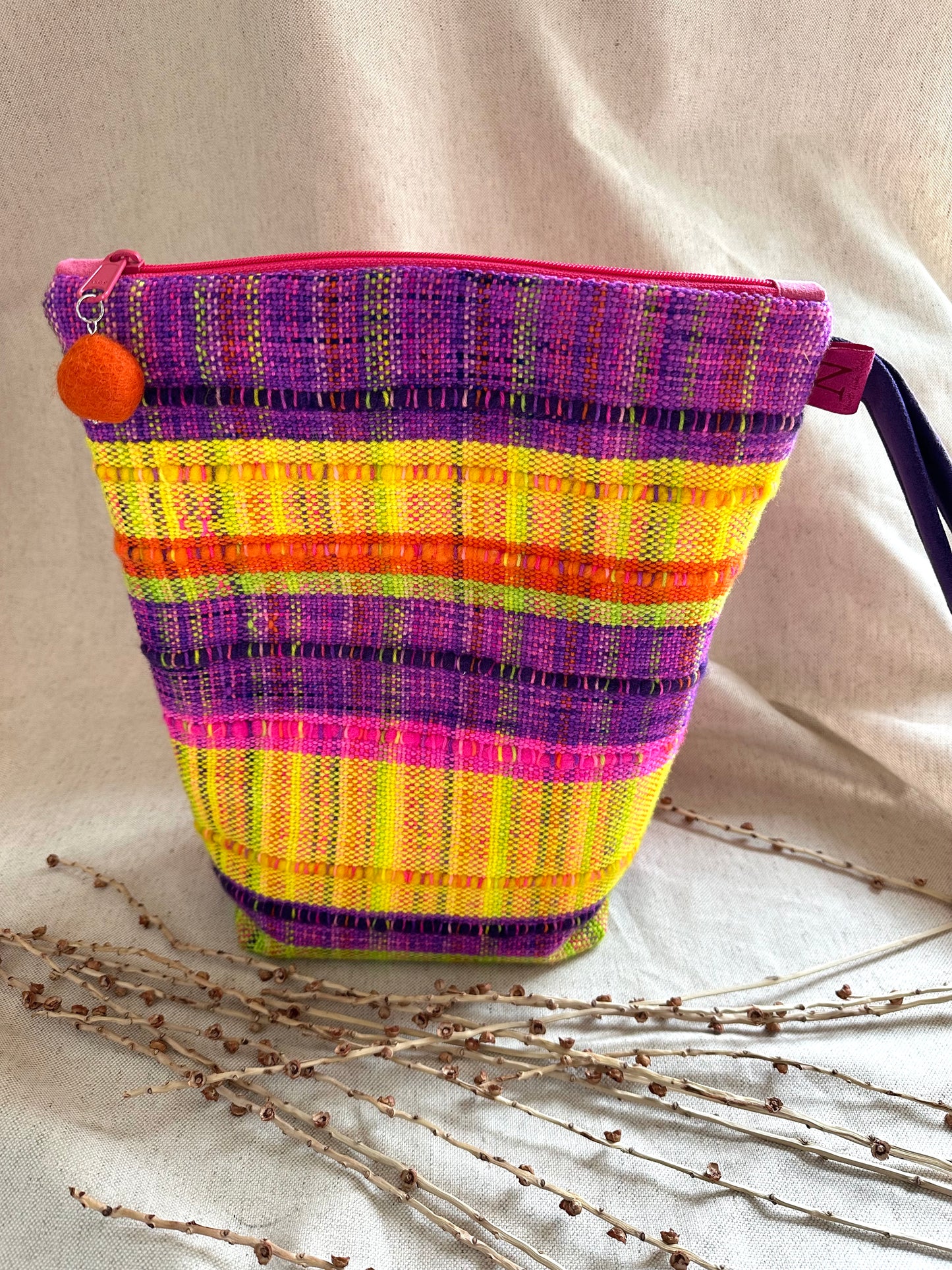 Pink Purple Yellow Orange Green Handwoven Bag