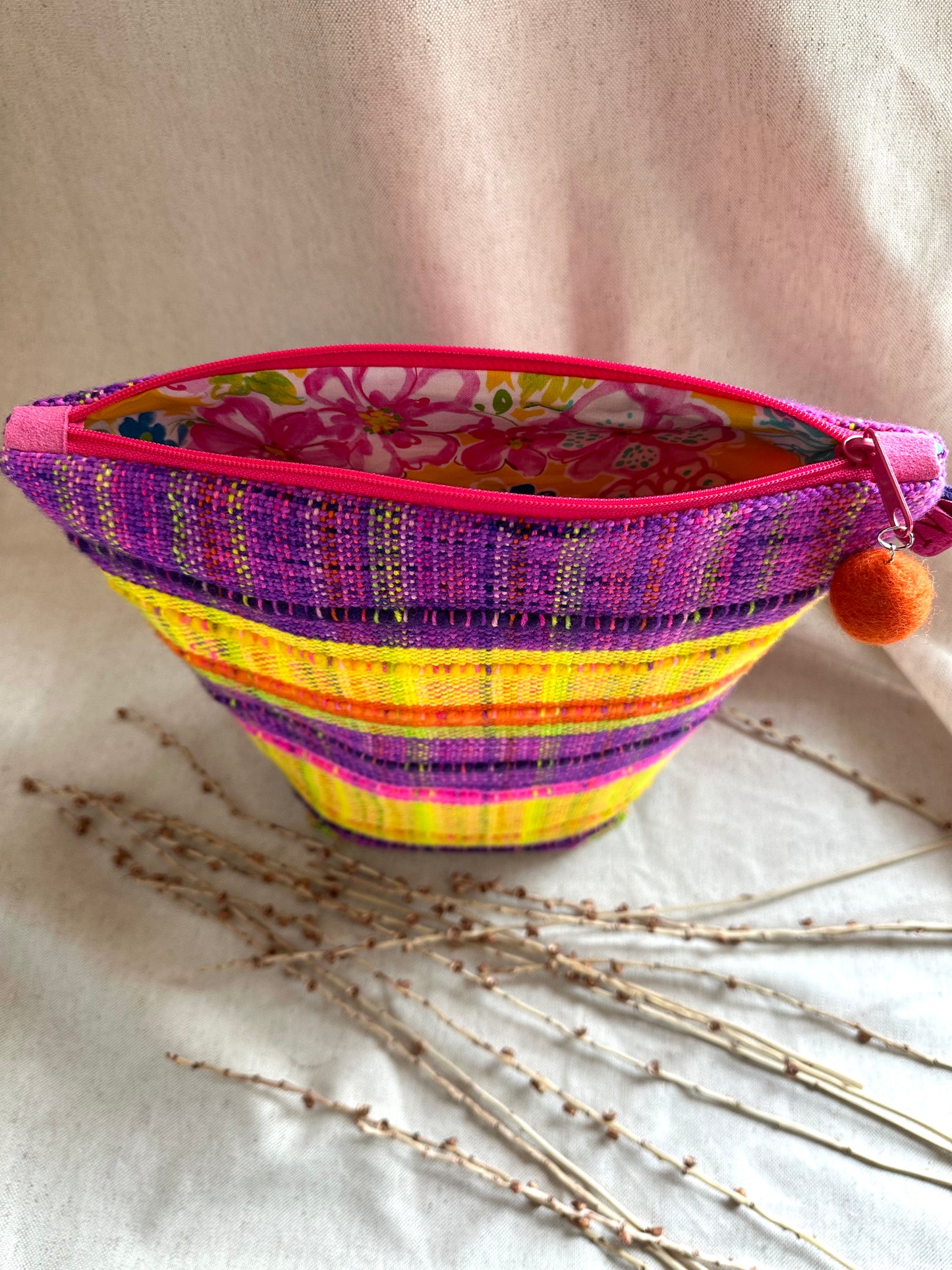 Pink Purple Yellow Orange Green Handwoven Bag